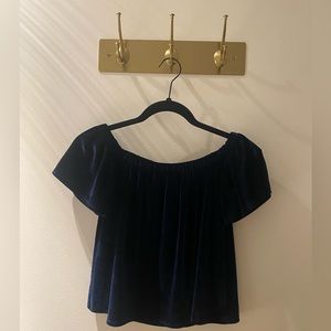 Boutique velvet cropped off the shoulder flowy top - size small